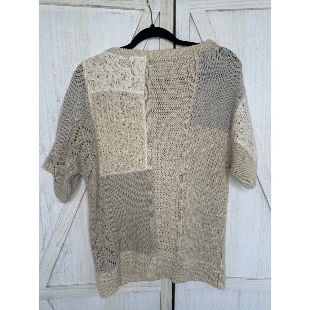 Chicos Cotton Blend Beige Patchwork Lace Wool Ble… - image 5